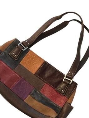 Fossil patchwork shoulder bag leather suede hobo bag